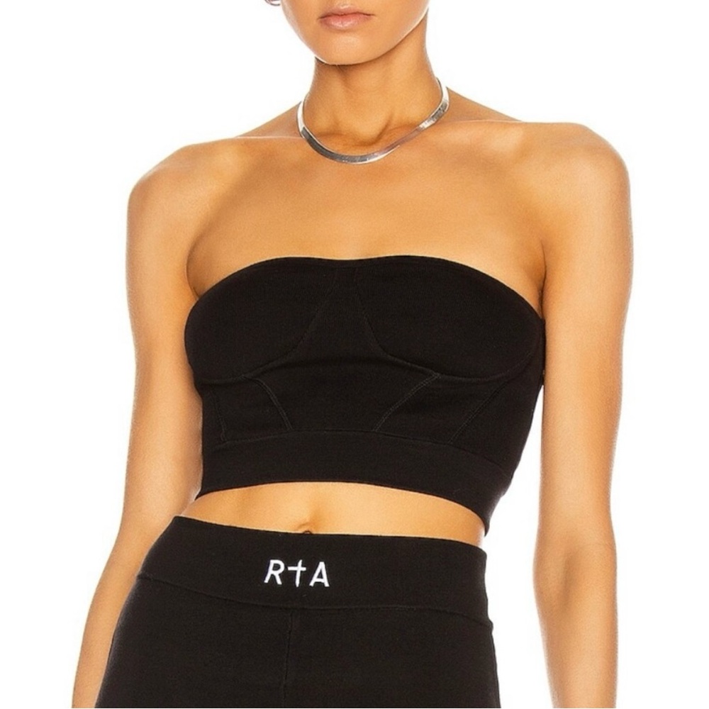 NWT RtA Nour Cropped Bustier Tube Top Black Kate Beckinsale ASO 6 Medium